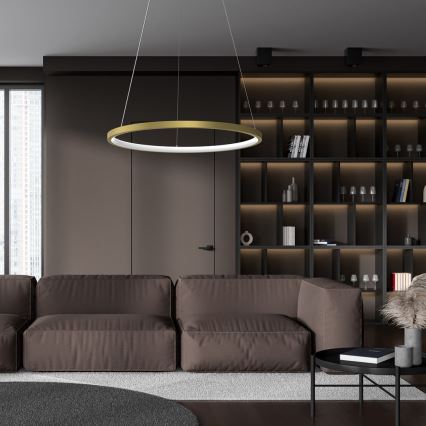 LED ljuskrona med upphängningsrem ROTONDA LED/27W/230V gyllene
