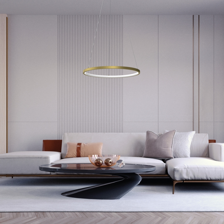 LED ljuskrona med upphängningsrem ROTONDA LED/27W/230V gyllene
