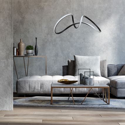 LED ljuskrona med upphängningsrem TESORO LED/48W/230V svart