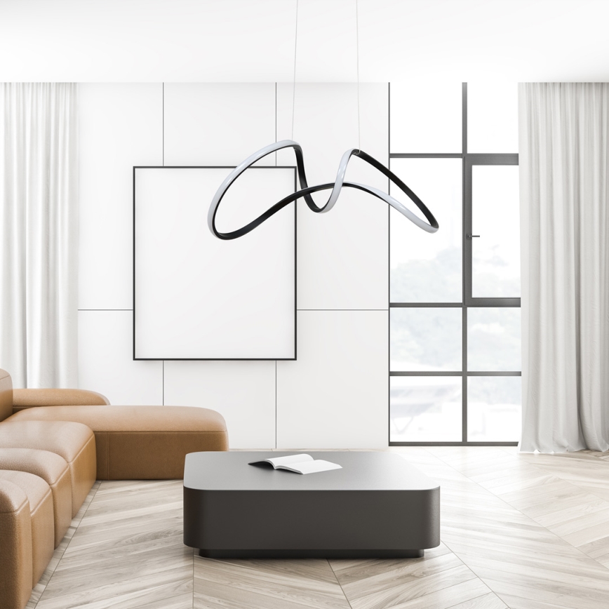LED ljuskrona med upphängningsrem TESORO LED/48W/230V svart