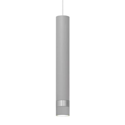 LED ljuskrona med upphängningsrem TUBA 1xGU10/4,8W/230V grå/skinande krom