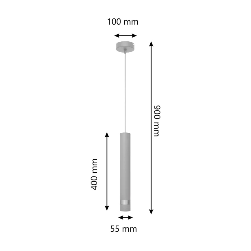 LED ljuskrona med upphängningsrem TUBA 1xGU10/4,8W/230V grå/skinande krom