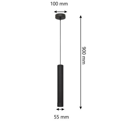 LED ljuskrona med upphängningsrem TUBA 1xGU10/4,8W/230V svart