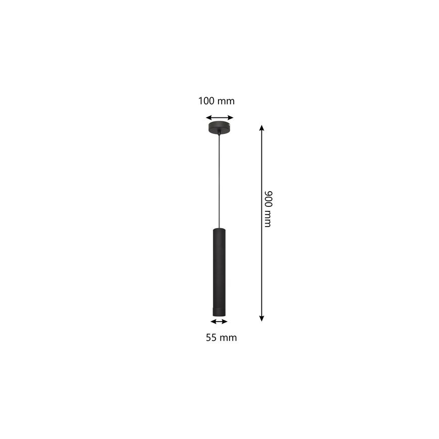 LED ljuskrona med upphängningsrem TUBA 1xGU10/4,8W/230V svart