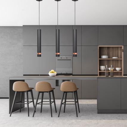 LED Ljuskrona med upphängningsrem  TUBA 1xGU10/4,8W/230V svart /koppar