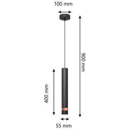 LED Ljuskrona med upphängningsrem  TUBA 1xGU10/4,8W/230V svart /koppar