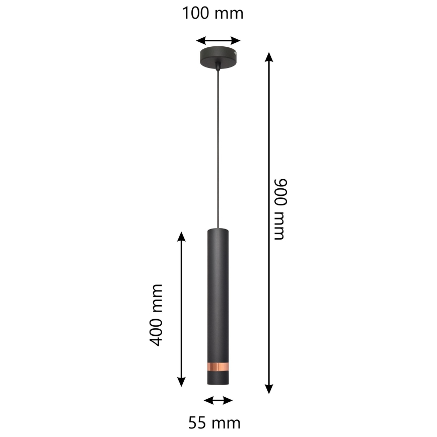 LED Ljuskrona med upphängningsrem  TUBA 1xGU10/4,8W/230V svart /koppar
