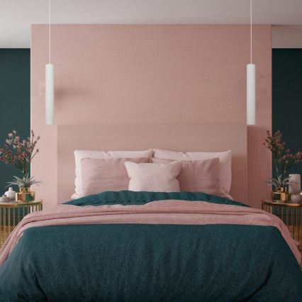 LED ljuskrona med upphängningsrem TUBA 1xGU10/4,8W/230V vit