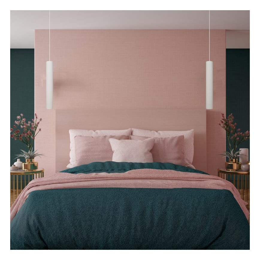 LED ljuskrona med upphängningsrem TUBA 1xGU10/4,8W/230V vit
