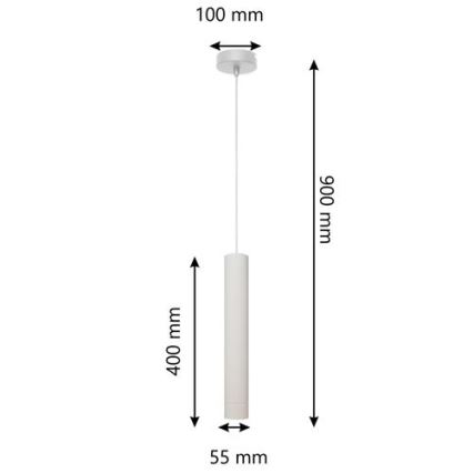 LED ljuskrona med upphängningsrem TUBA 1xGU10/4,8W/230V vit