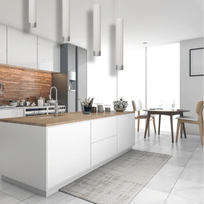 LED ljuskrona med upphängningsrem TUBA 1xGU10/4,8W/230V vit/matt krom