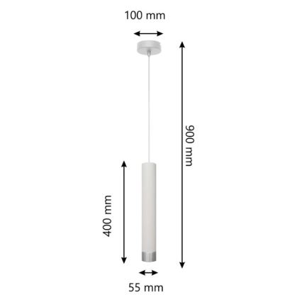 LED ljuskrona med upphängningsrem TUBA 1xGU10/4,8W/230V vit/matt krom