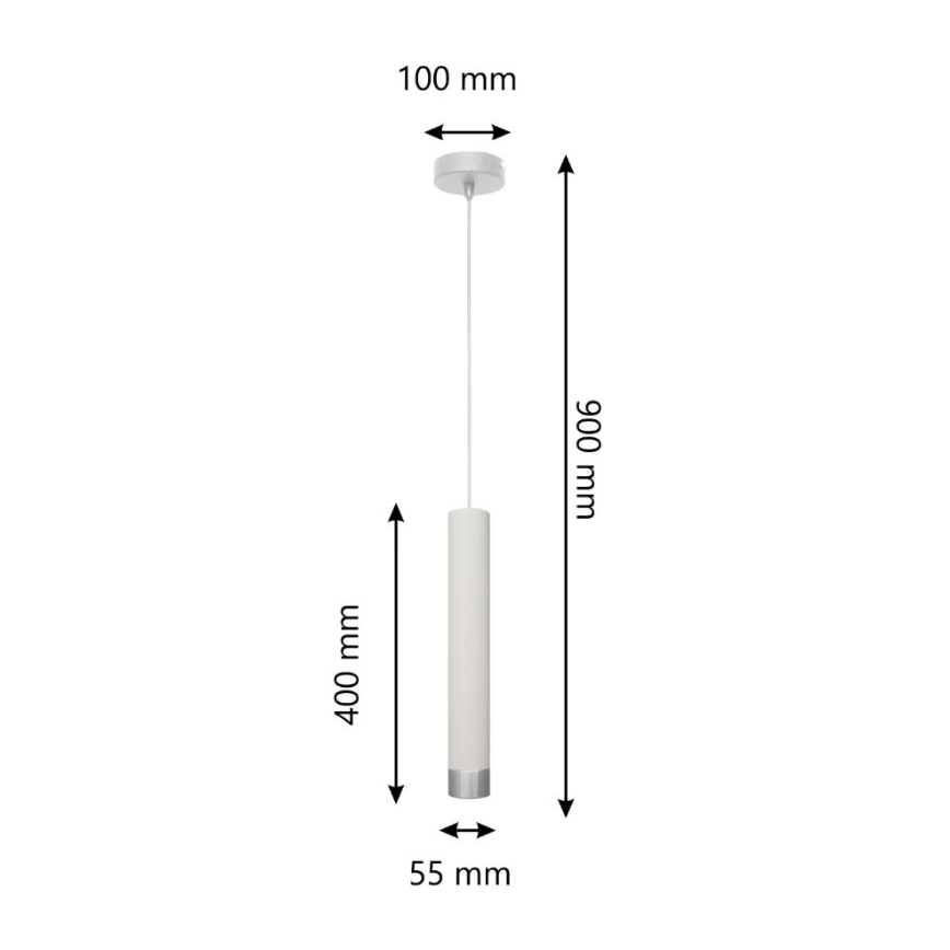 LED ljuskrona med upphängningsrem TUBA 1xGU10/4,8W/230V vit/matt krom