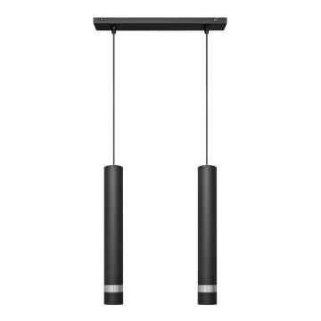 LED Ljuskrona med upphängningsrem TUBA 2xGU10/4,8W/230V svart/matt krom