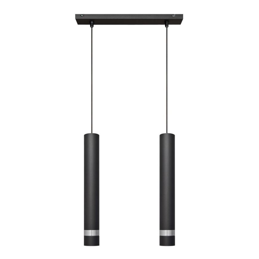 LED Ljuskrona med upphängningsrem TUBA 2xGU10/4,8W/230V svart/matt krom