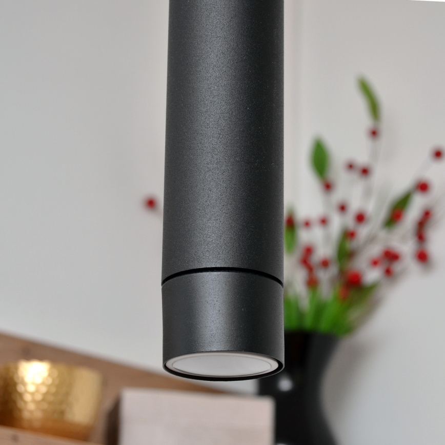 LED Ljuskrona med upphängningsrem TUBA 3xGU10/4,8W/230V svart