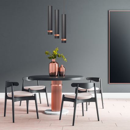 LED Ljuskrona med upphängningsrem  TUBA 3xGU10/4,8W/230V svart /koppar