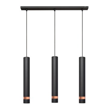LED Ljuskrona med upphängningsrem  TUBA 3xGU10/4,8W/230V svart /koppar