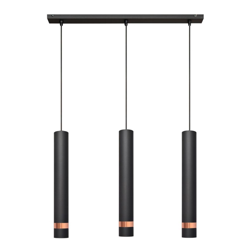 LED Ljuskrona med upphängningsrem  TUBA 3xGU10/4,8W/230V svart /koppar