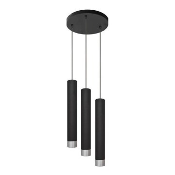 LED Ljuskrona med upphängningsrem TUBA 3xGU10/4,8W/230V svart/matt krom