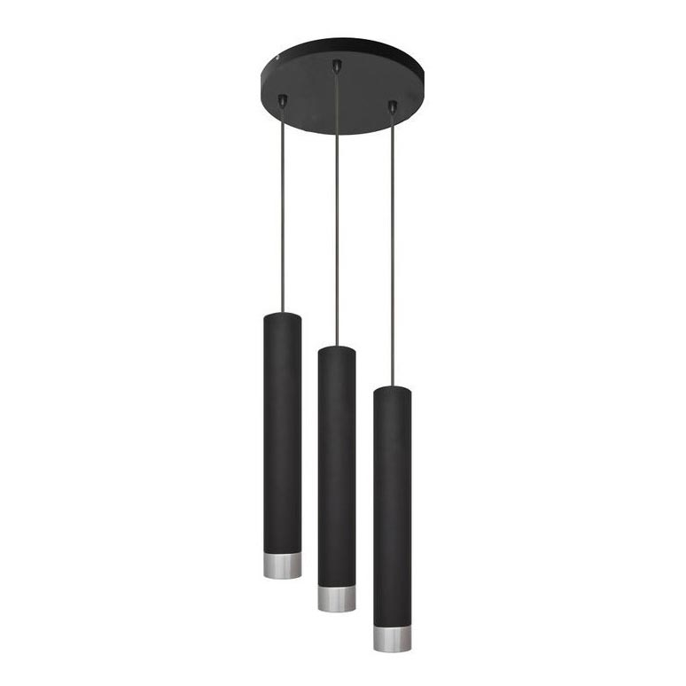 LED Ljuskrona med upphängningsrem TUBA 3xGU10/4,8W/230V svart/matt krom