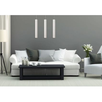 LED Ljuskrona med upphängningsrem TUBA 3xGU10/4,8W/230V vit