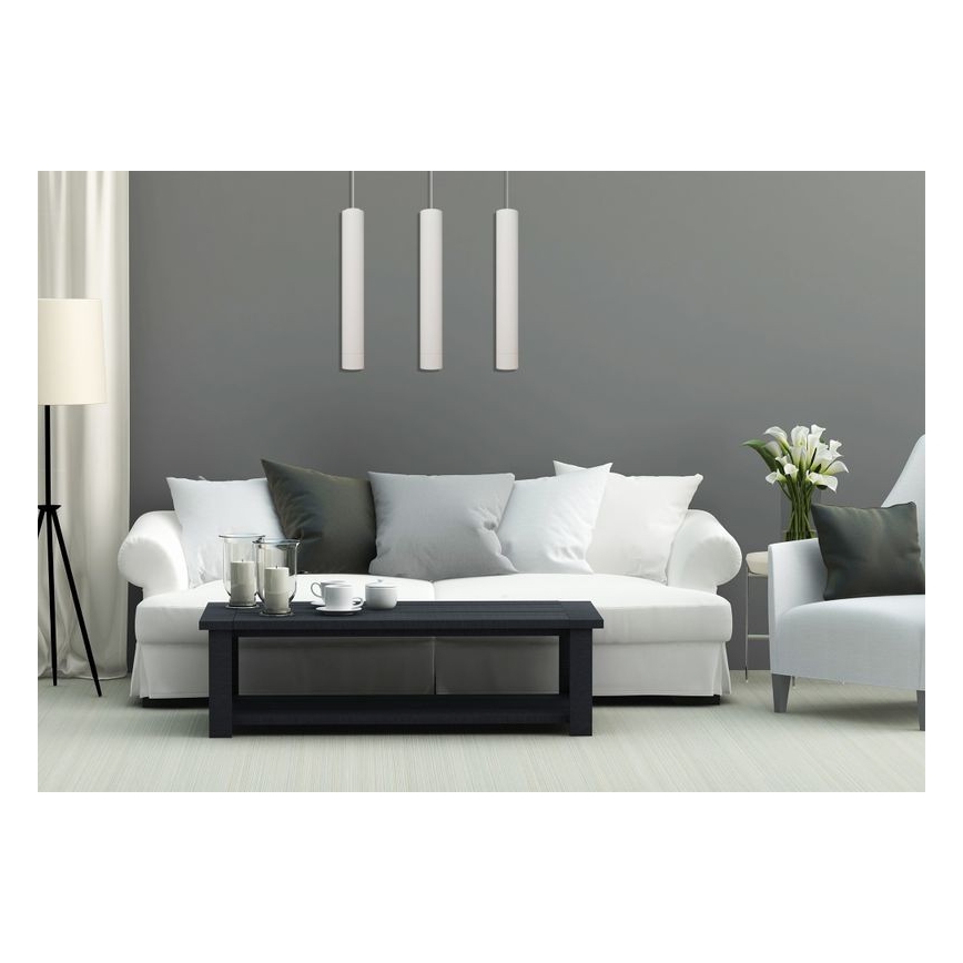 LED Ljuskrona med upphängningsrem TUBA 3xGU10/4,8W/230V vit