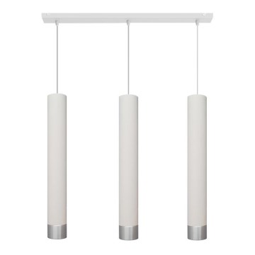 LED Ljuskrona med upphängningsrem TUBA 3xGU10/4,8W/230V vit/matt krom