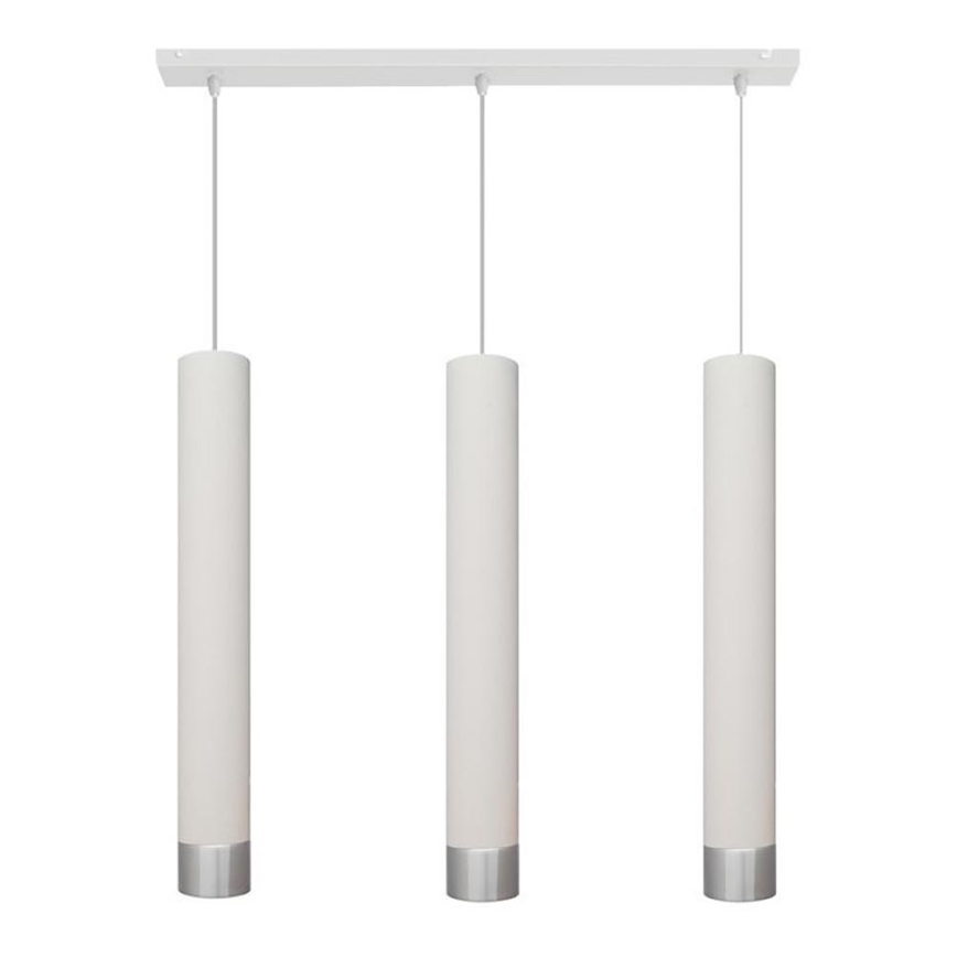 LED Ljuskrona med upphängningsrem TUBA 3xGU10/4,8W/230V vit/matt krom