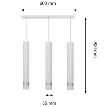 LED Ljuskrona med upphängningsrem TUBA 3xGU10/4,8W/230V vit/matt krom