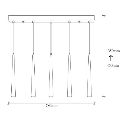 LED Ljuskrona med upphängningsrem  UGUR 5xLED/3W/230V