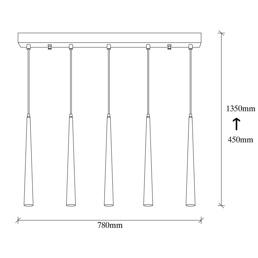 LED Ljuskrona med upphängningsrem  UGUR 5xLED/3W/230V