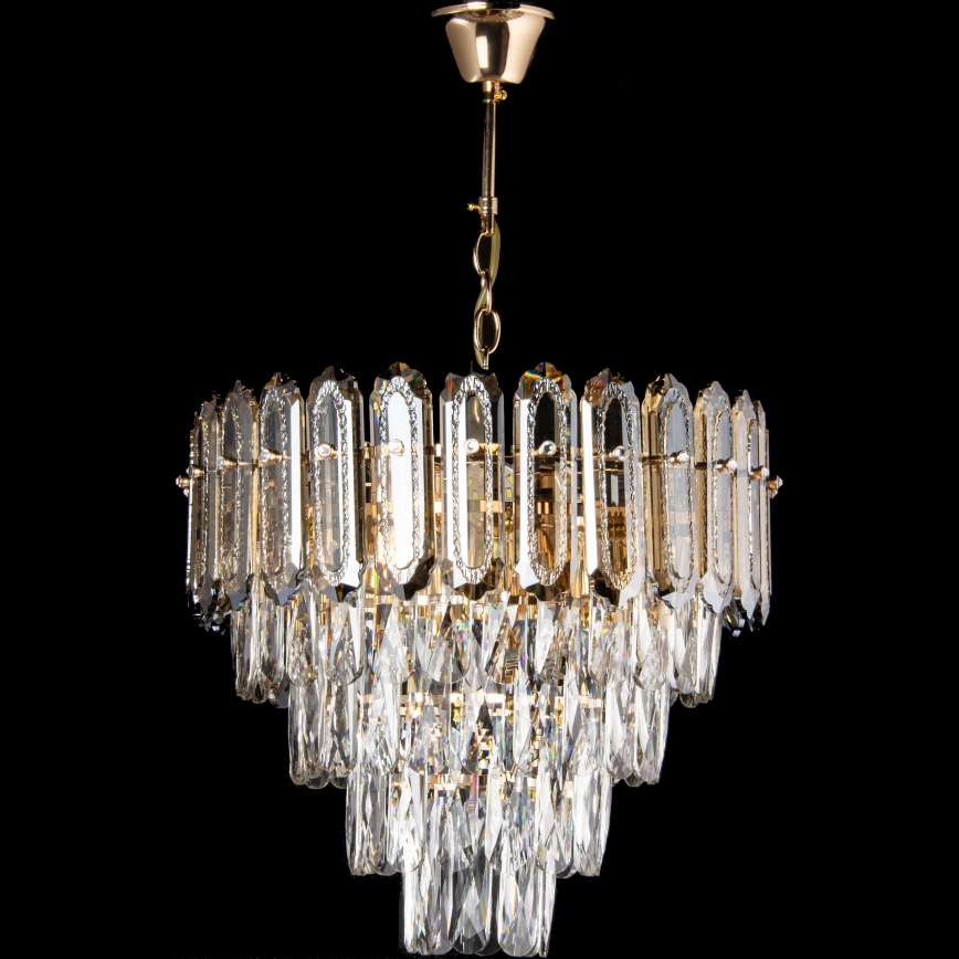 LED Ljuskrona på kedja 7xE27/60W/230V + 4xLED/6W diameter 40 cm guld