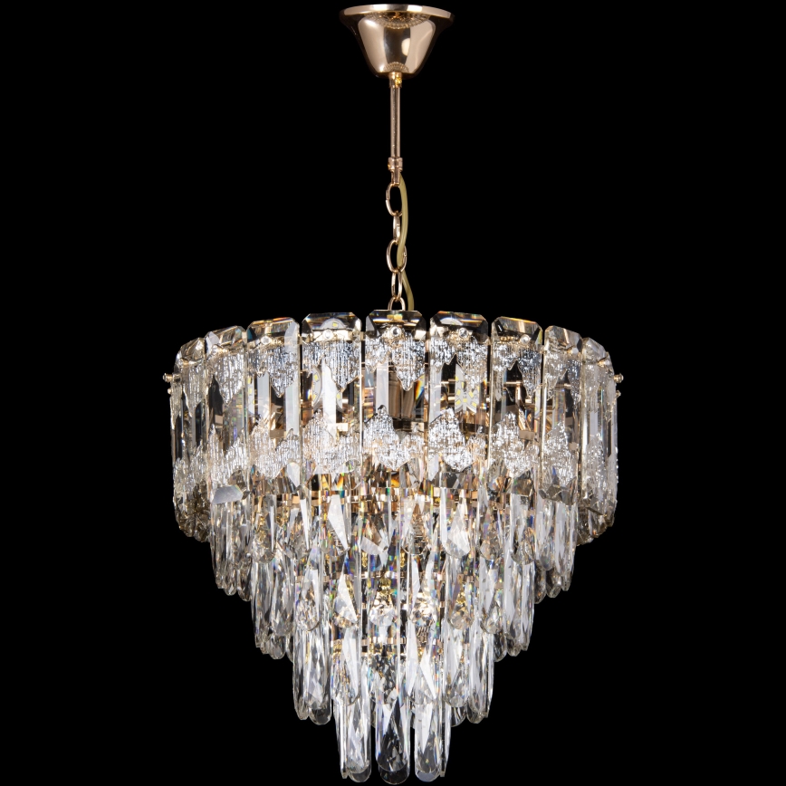LED Ljuskrona på kedja 7xE27/60W/230V + 4xLED/6W diameter 40 cm guld