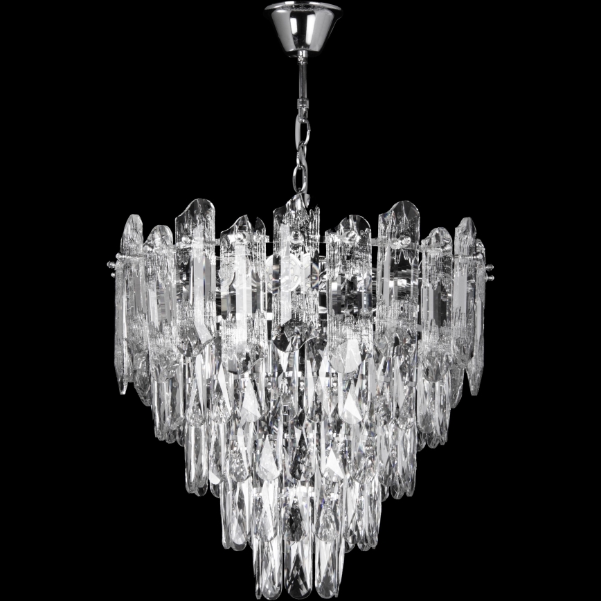 LED Ljuskrona på kedja 7xE27/60W/230V + 4xLED/6W diameter 40 cm skinande krom