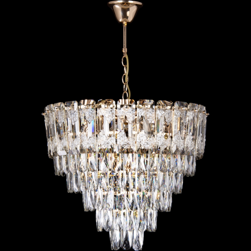 LED Ljuskrona på kedja 9xE27/60W/230V + 6xLED/6W diameter 50 cm guld