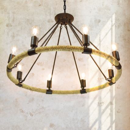 LED Ljuskrona på kedja ROPE ARTHUR 8xE27/6W/230V