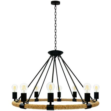 LED Ljuskrona på kedja ROPE ARTHUR 8xE27/6W/230V