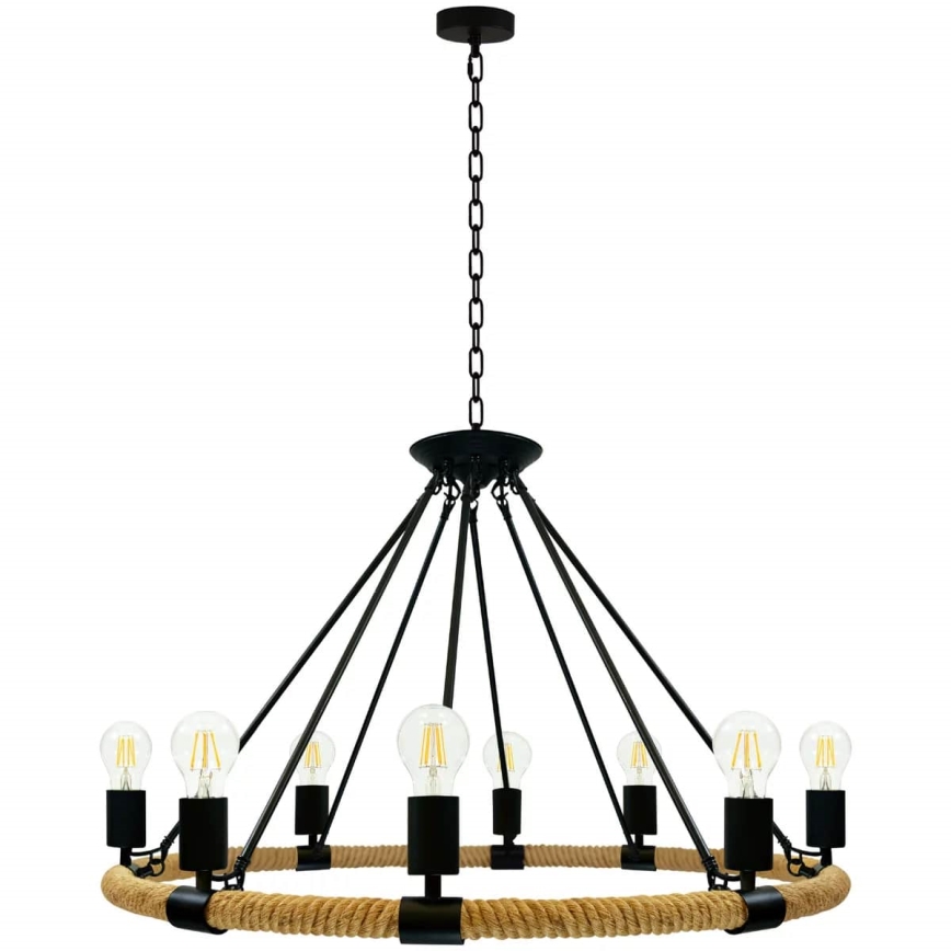 LED Ljuskrona på kedja ROPE ARTHUR 8xE27/6W/230V