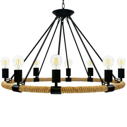 LED Ljuskrona på kedja ROPE ARTHUR 8xE27/6W/230V
