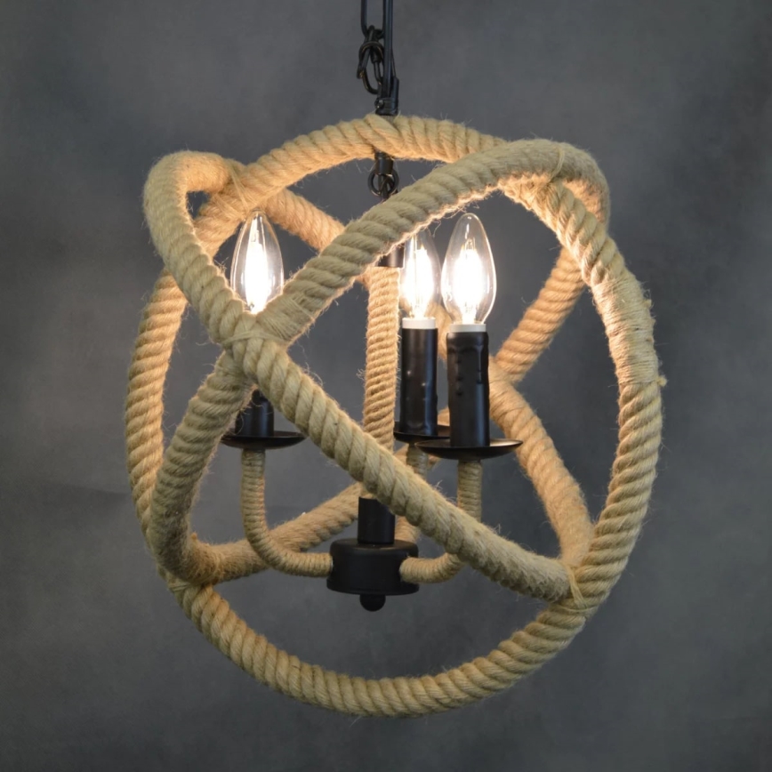 LED Ljuskrona på kedja ROPE GLOBO 3xE14/4,3W/230V