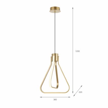 LED-ljuskrona på vajer ZING LED/19W/230V guldfärgad