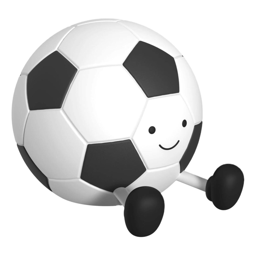 LED Ljusreglerad barns beröring lampa FOOTBALL LED/2W/5V USB 1200 mAh vit/svart