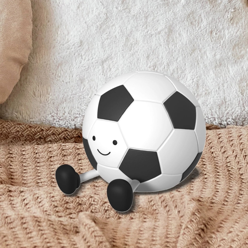 LED Ljusreglerad barns beröring lampa FOOTBALL LED/2W/5V USB 1200 mAh vit/svart
