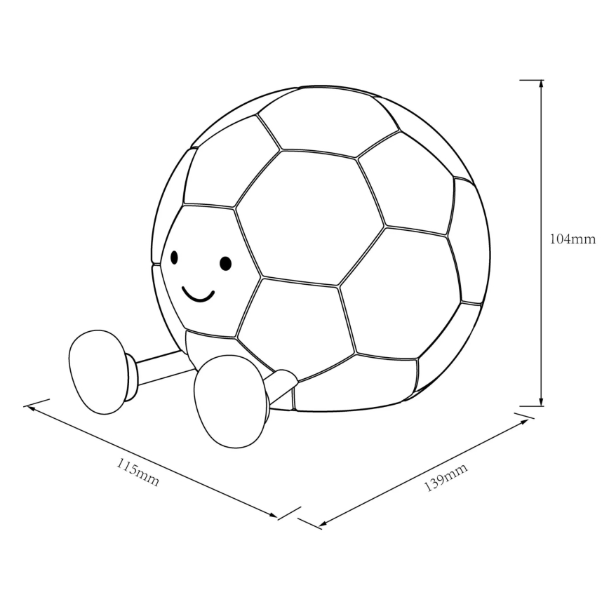 LED Ljusreglerad barns beröring lampa FOOTBALL LED/2W/5V USB 1200 mAh vit/svart