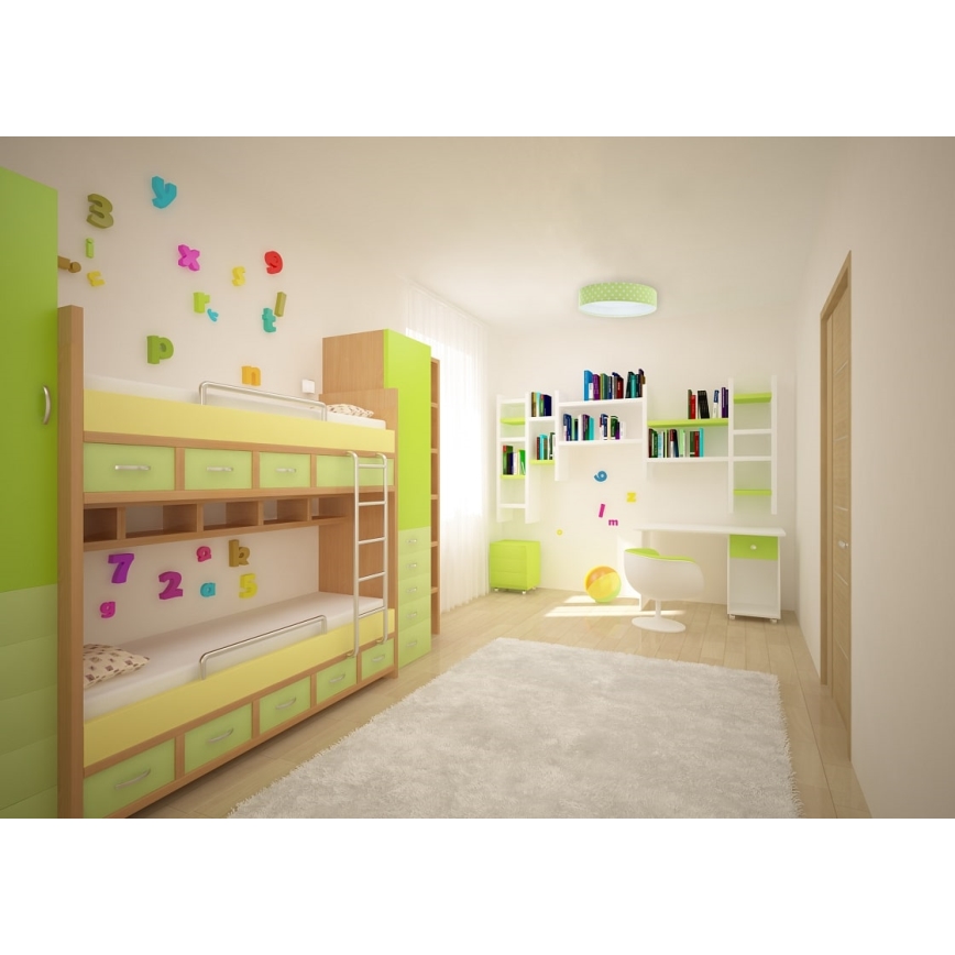 LED Dimbar taklampa SMART GALAXY KIDS LED/24W/230V 3000-6500K Prickar grön/vit + fjärrkontroll