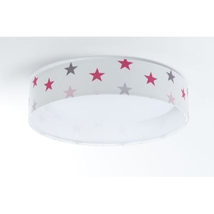LED Dimbar taklampa SMART GALAXY KIDS LED/24W/230V 3000-6500K stjärnor vit/rosa/grå + fjärrkontroll