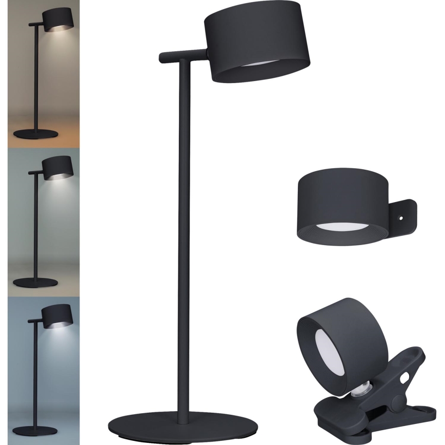 LED Ljusreglerad beröring uppladdningsbar lampa 3i1 LED/4W/2000 mAh 3000/4000/6500K svart