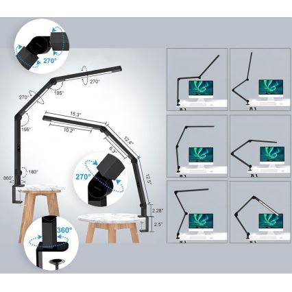 LED Ljusreglerad beröring flexible bordslampa LED/12W/230V 3000/4000/5000/6500K CRI 92 svart