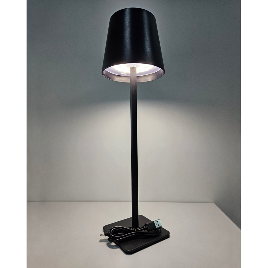 LED ljusreglerad bordslampa touch LED/5W/5V USB 1200 mAh svart